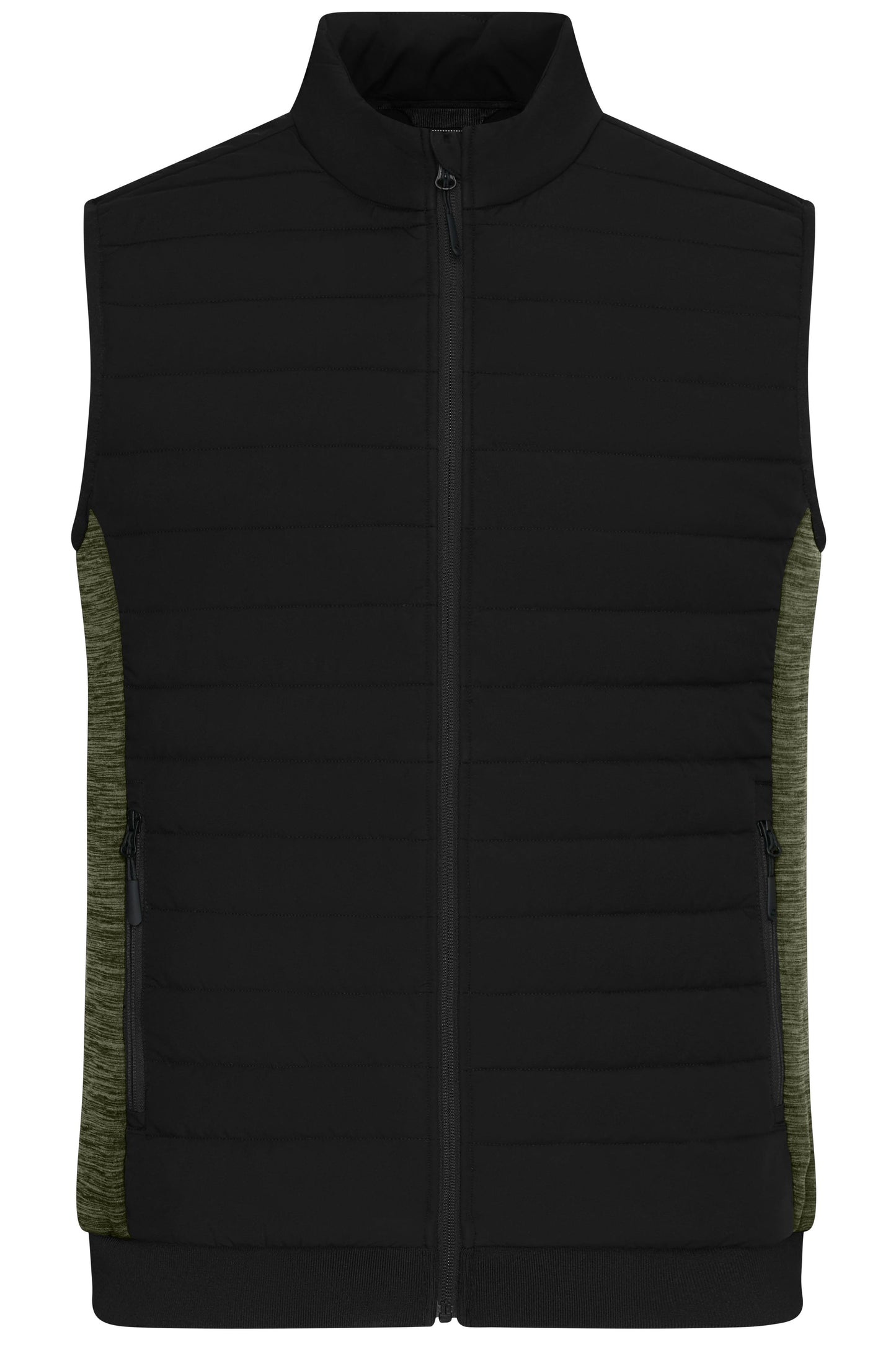 Men's Padded Hybrid Vest 310g/m² (black/olive-melange)