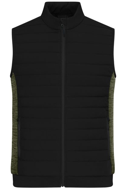Men's Padded Hybrid Vest 310g/m² (black/olive-melange)