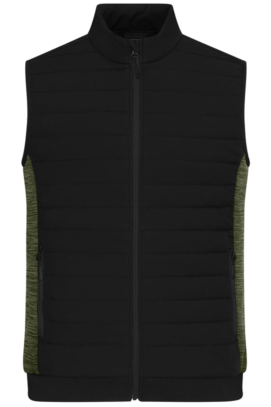 Men's Padded Hybrid Vest 310g/m² (black/olive-melange)