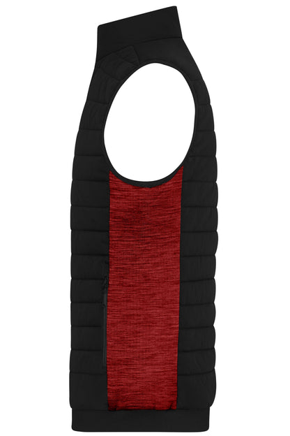 Men's Padded Hybrid Vest 310g/m² (black/red-melange)
