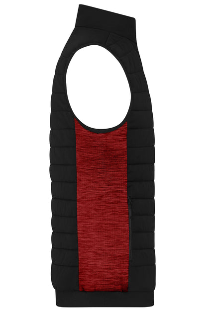 Men's Padded Hybrid Vest 310g/m² (black/red-melange)