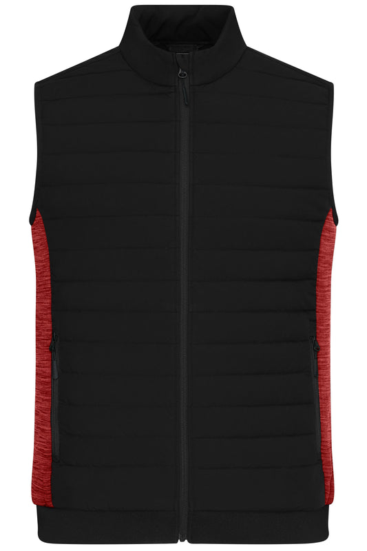 Men's Padded Hybrid Vest 310g/m² (black/red-melange)